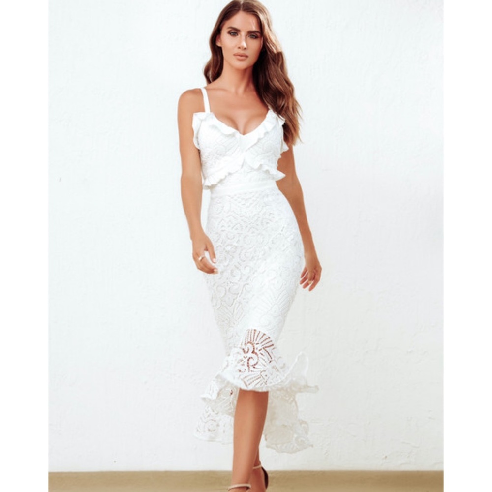 Never worn! Tags still on! White lace size ten Angel Biba dress.